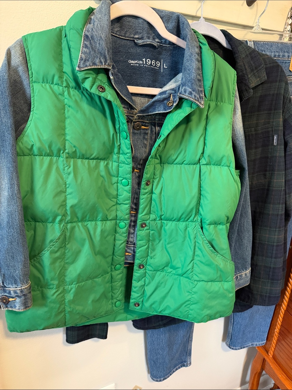 Lands' End Bright Green Quilted Puffer Vest